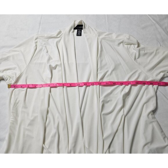R&M Richards Women's Open Front White Cardigan 3/4 Sleeves Ltweight SZ L Career - Picture 10 of 10